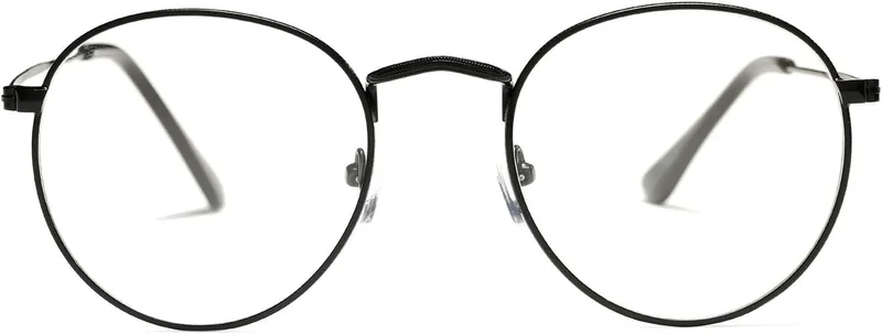 Classic round Metal Clear Lens Glasses Frame Unisex Circle Eyeglasses (Black) 3